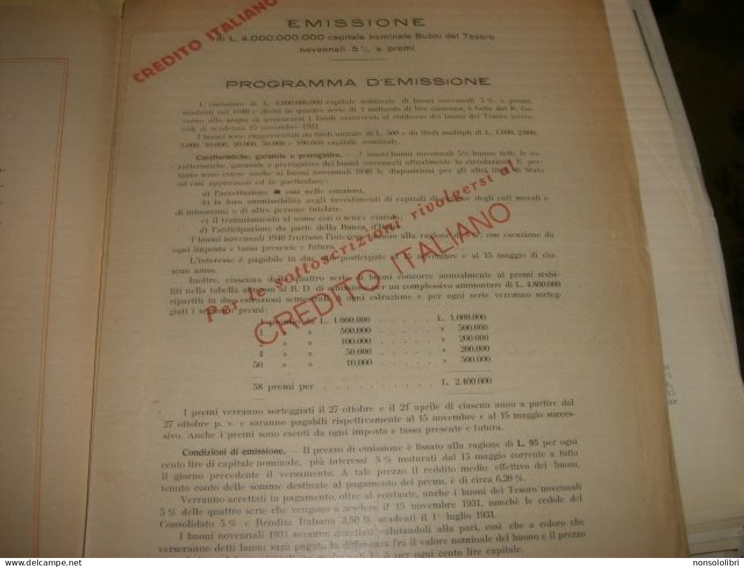 FOGLI INFORMATIVI CREDITO ITALIANO - Historical Documents