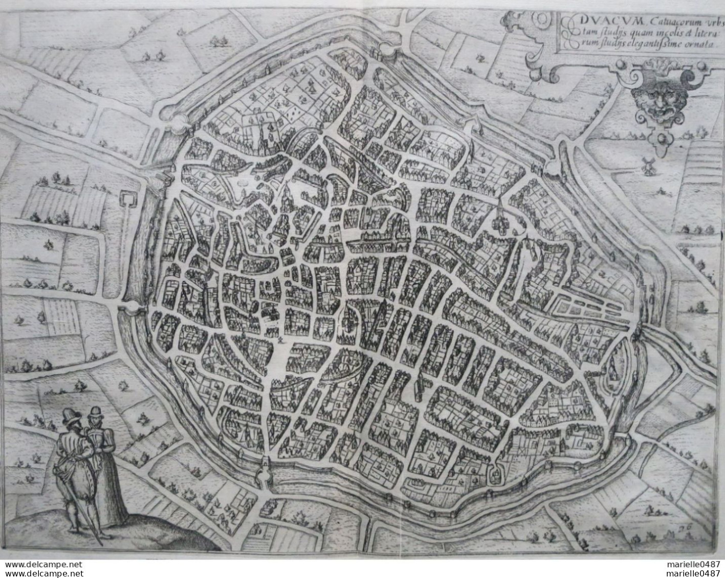 GUICCIARDINI - Plan De La Ville De Douai 1567 - Mapas Geográficas