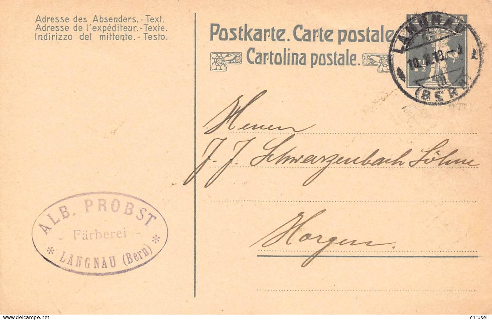 Langnau Färberei Alb. Probst Firmen Gewerbestempel Besonderheiten - Stamped Stationery