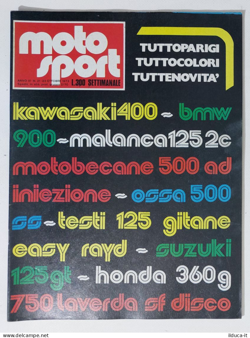 44550 Moto Sport A. III N. 21 1973 - Kawasaki 400; BMW 900; Malanca 125 2c - Engines