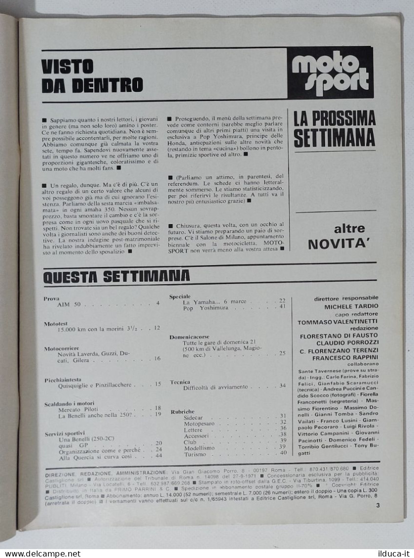 44551 Moto Sport A. III N. 22 1973 - Ducati; Gilera; M;oto Guzzi; - Motores