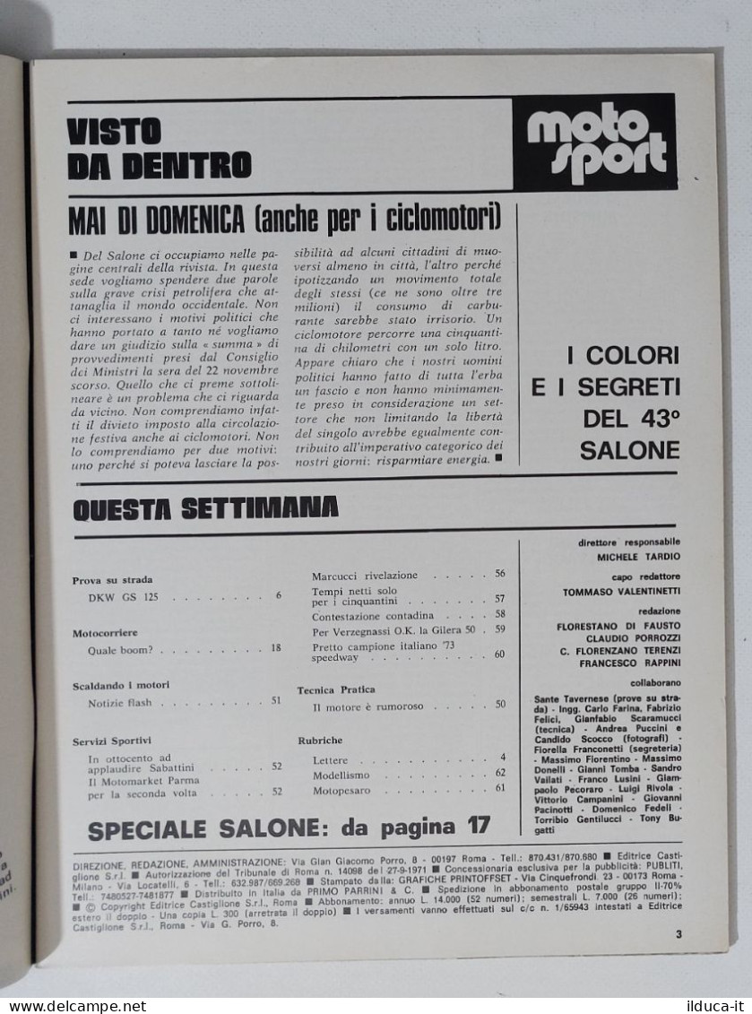 44560 Moto Sport A. III N. 26 1973 - DUcati; DKW GS 125; - Motori