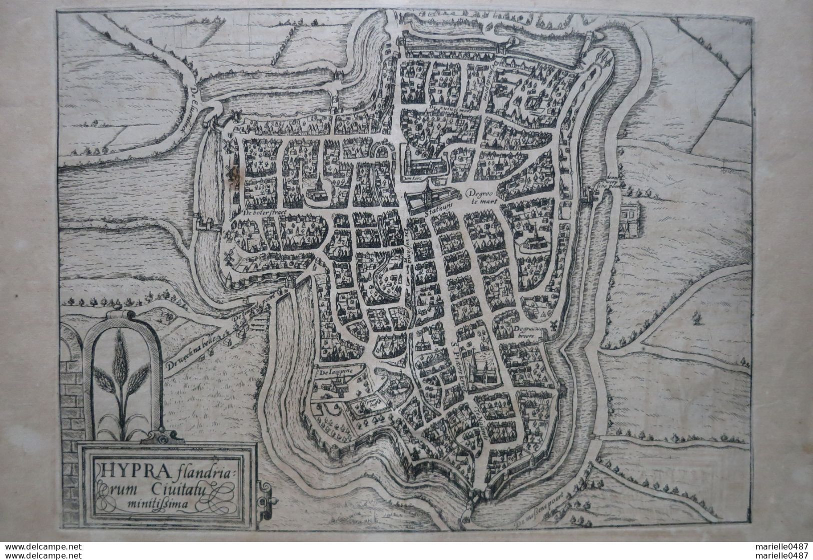 GUICCIARDINI - Plan De La Ville D'Ypres 1567 - Landkarten