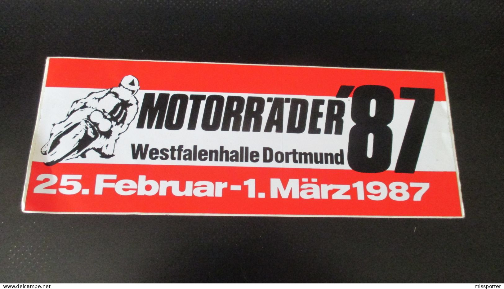 Autocollant Vintage Moto Motorräder 1987 Dortmund 9 Cm / 23 Cm - Stickers