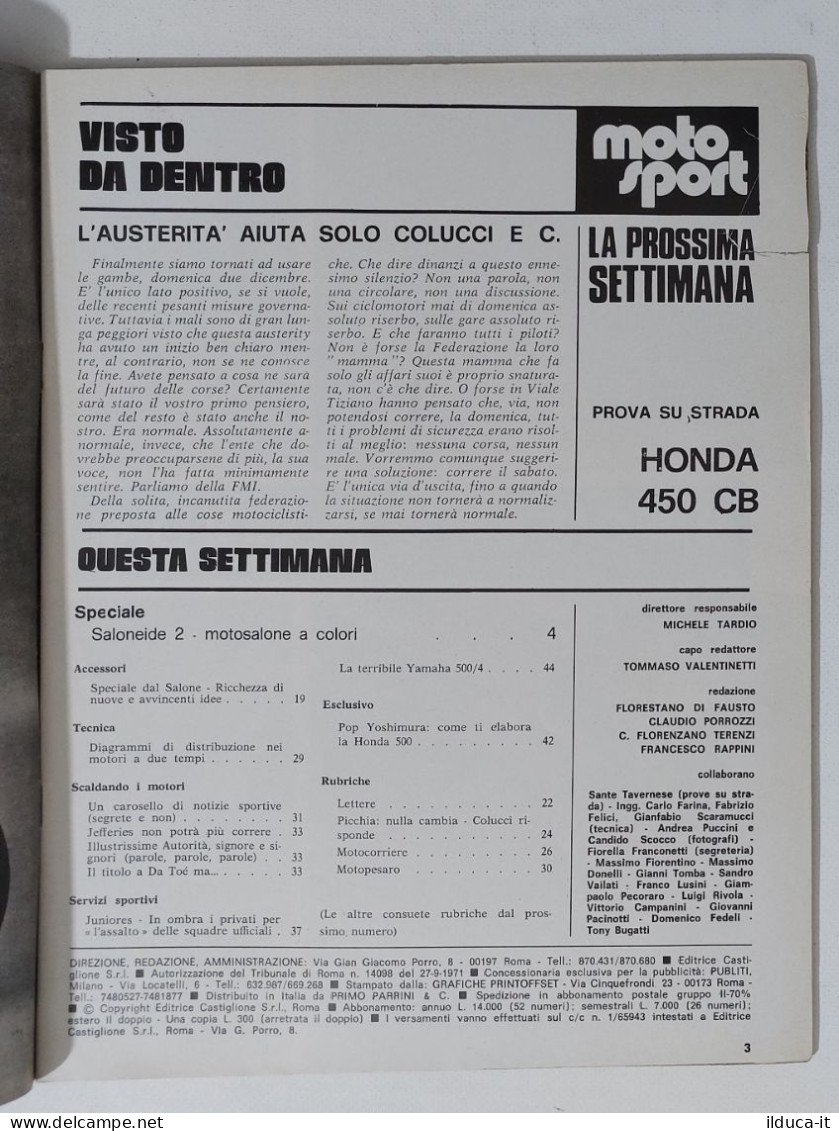 44561 Moto Sport A. III N. 27 1973 - Yamaha 500,4; Agostini - Moteurs