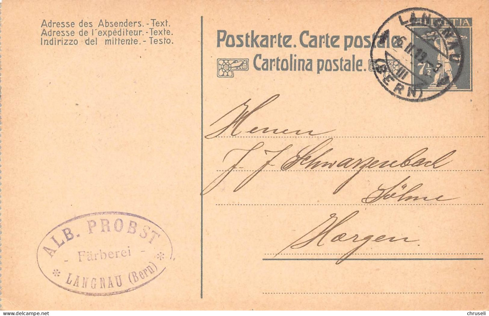 Langnau Färberei Alb. Probst Firmen Gewerbestempel Besonderheiten - Stamped Stationery