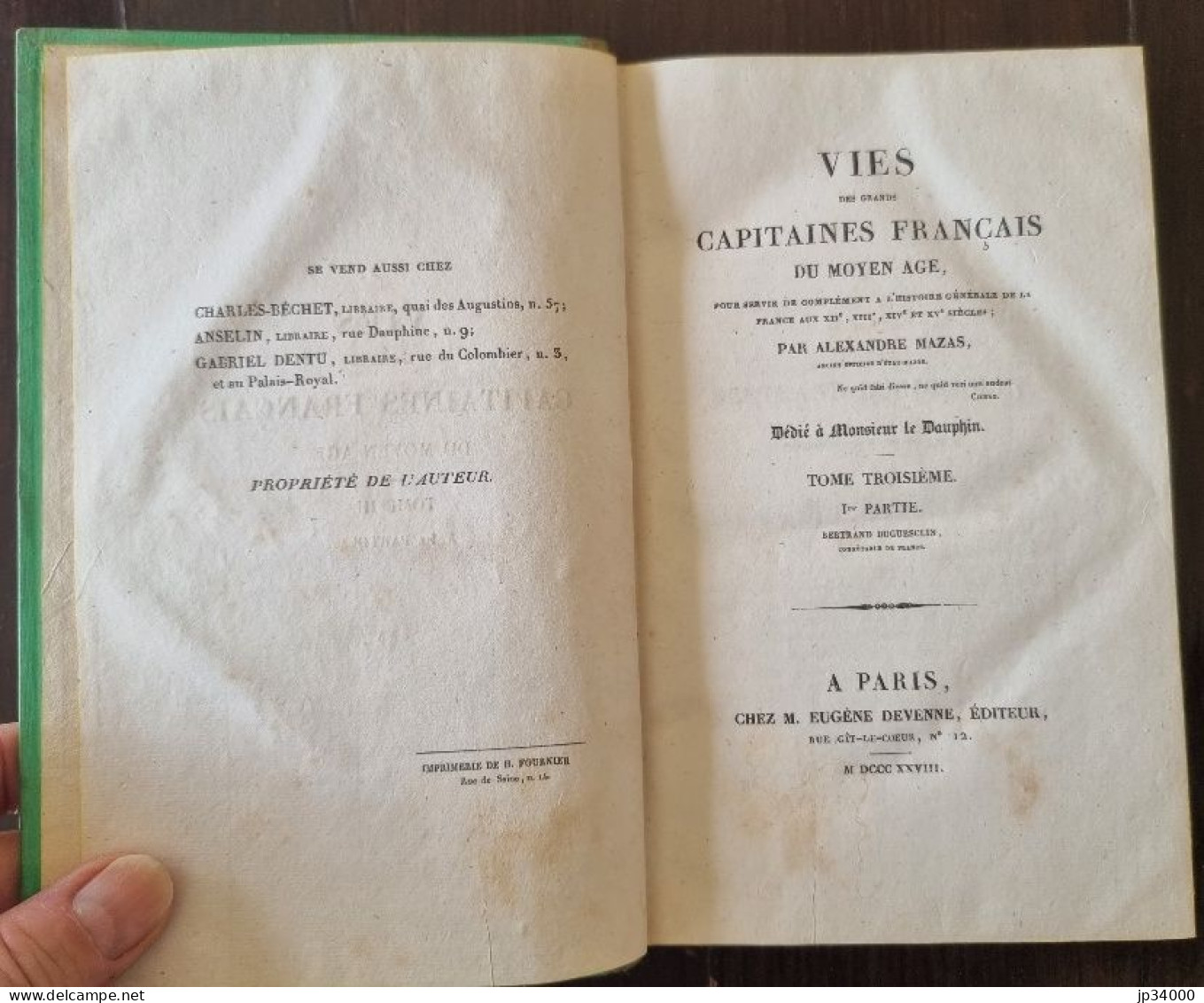 Mazas:Vies Des Grands Capitaines Français Du Moyen-Age.Tome 3: Du Guesclin (1828) - Biographien