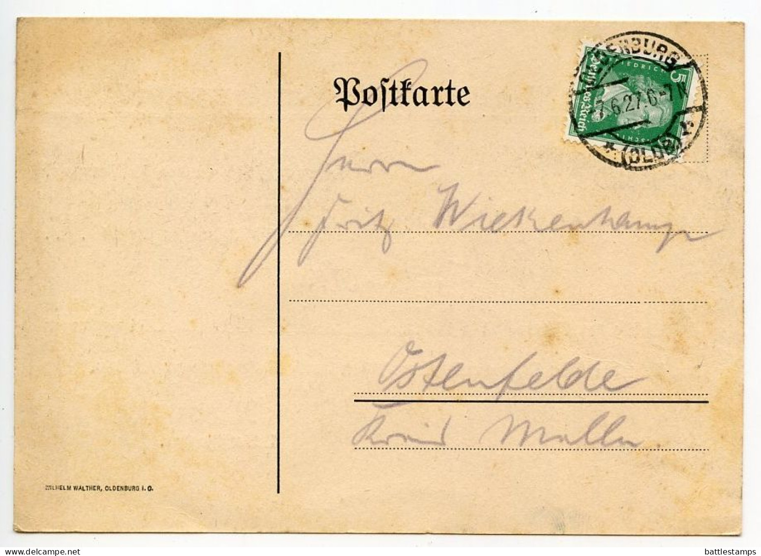 Germany 1927 Postcard; Oldenburg - Verband Der Rhodeländerzüchter To Ostenfelde; 5pf. Friedrich Von Schiller - Brieven En Documenten