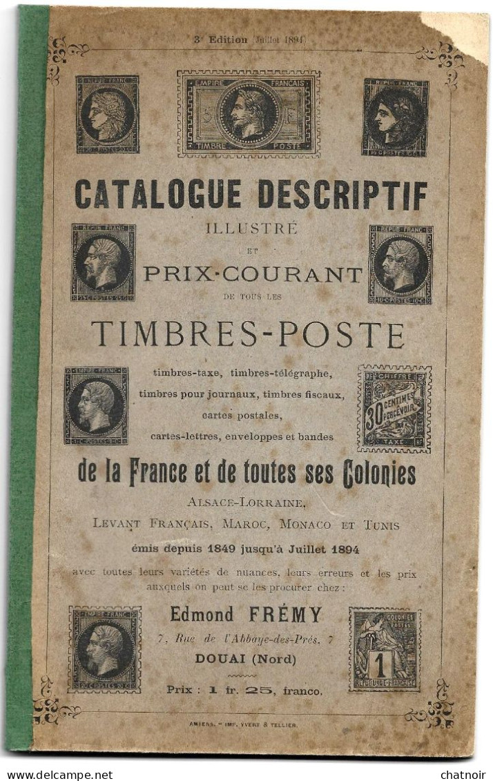 CATALOGUE  Descriptif  Illustré   FRANCE  1894  Edmond FREMY  DOUAI - Frankreich