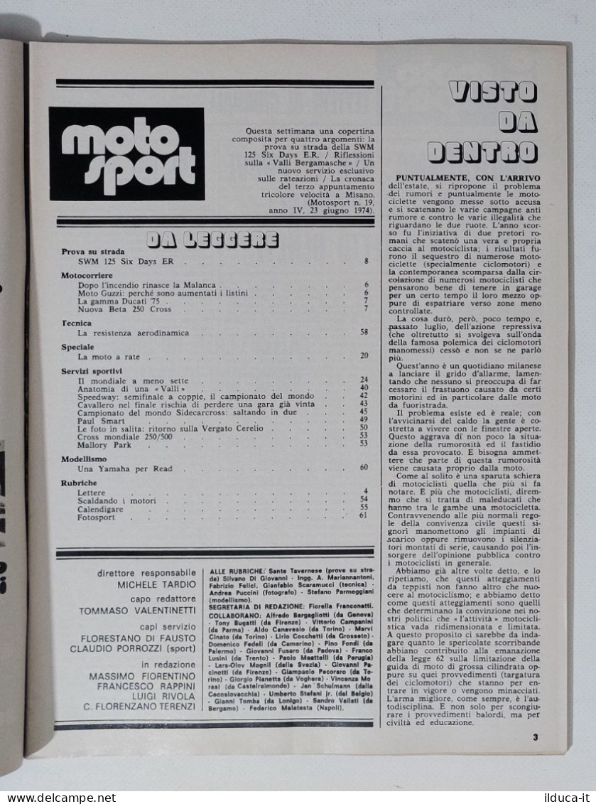44597 Moto Sport 1974 A. IV N. 19 - SWM 125; Ducati; Beta 250 Cross - Motores