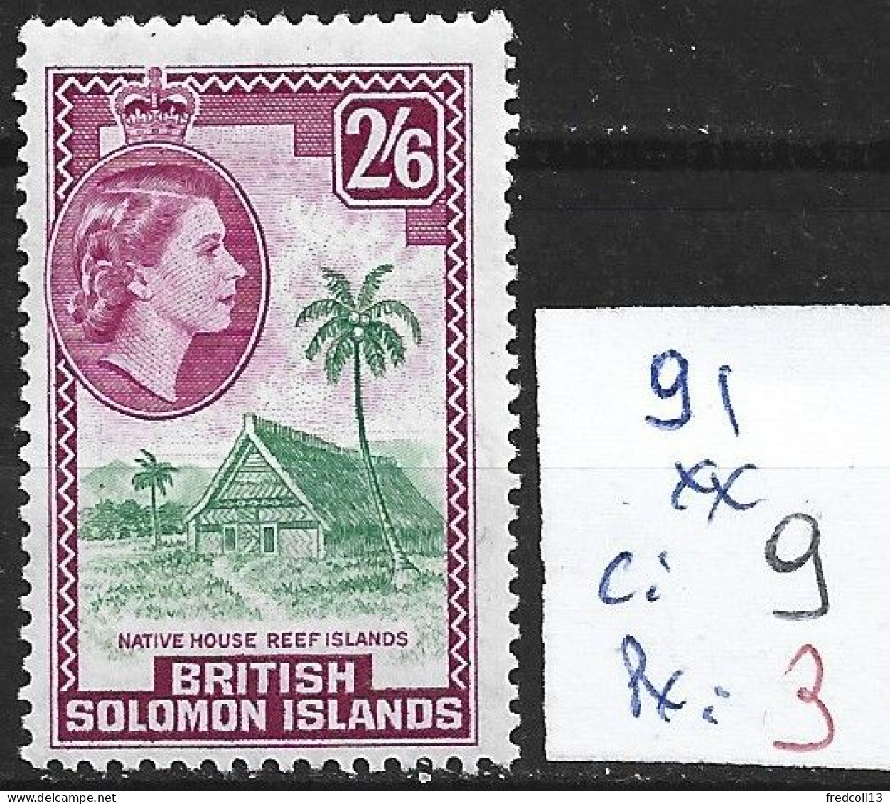 SALOMON 91 ** Côte 9 € - Islas Salomón (...-1978)