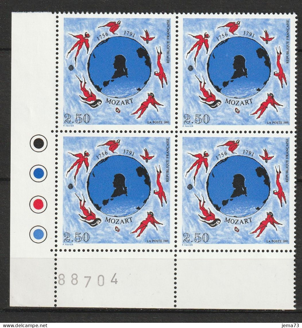 N° 2695 Bicentenaire De La Mort De Mozart : Beau Bloc De 4 Timbres Neuf Impeccable: - Unused Stamps
