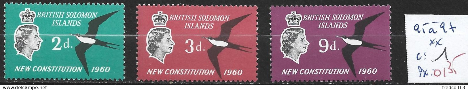 SALOMON 95 à 97 ** Côte 1 € - British Solomon Islands (...-1978)