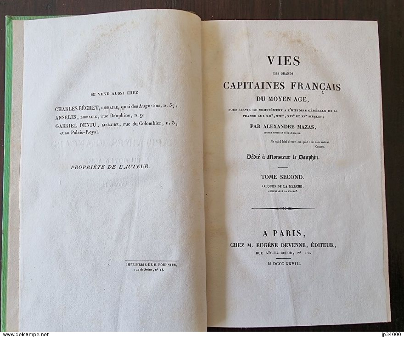 Mazas: Vies Des Grands Capitaines Français Du Moyen-Age: Jacques De La Marche T2 (1828) - Biographien