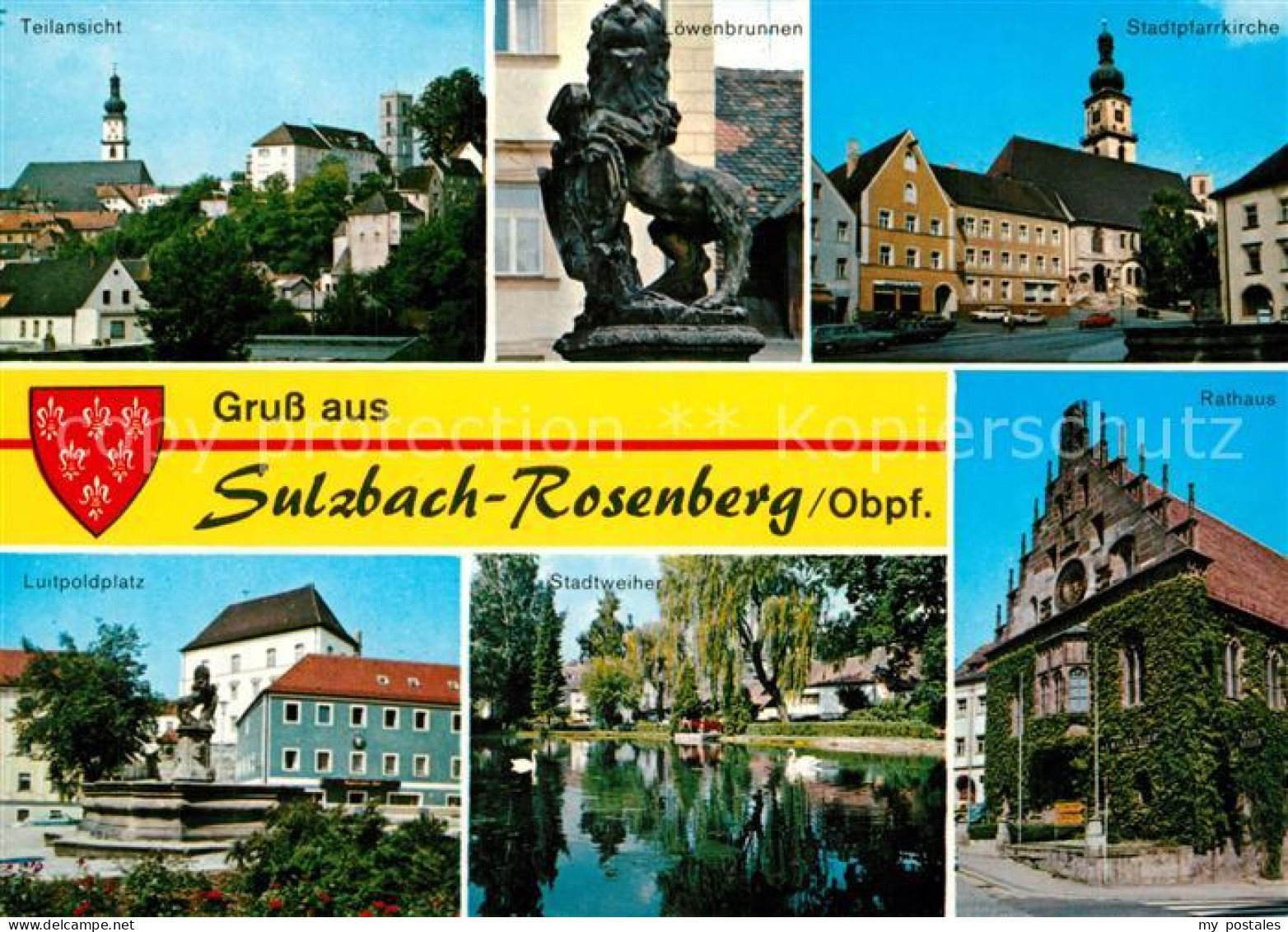 73214900 Sulzbach-Rosenberg Teilansicht Loewenbrunnen Kirche Rathaus Stadtweiher - Sulzbach-Rosenberg