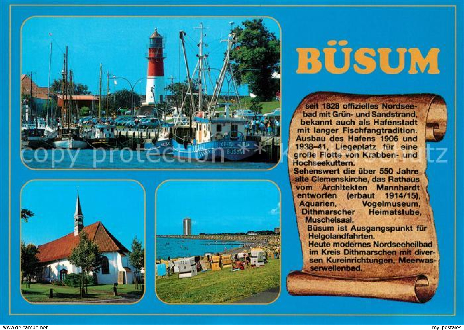 73214848 Buesum Nordseebad Hafen Leuchtturm Kirche Strand Chronik Buesum Nordsee - Buesum