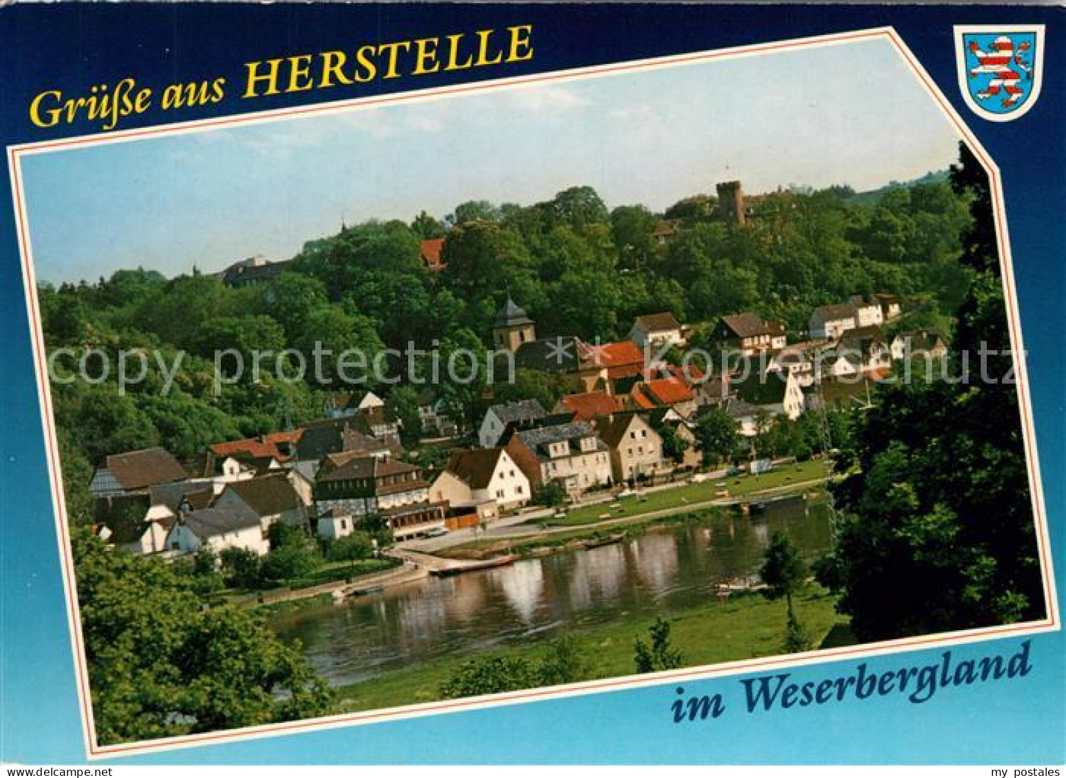 73214841 Herstelle Weser Blick Ueber Die Weser Herstelle Weser - Beverungen