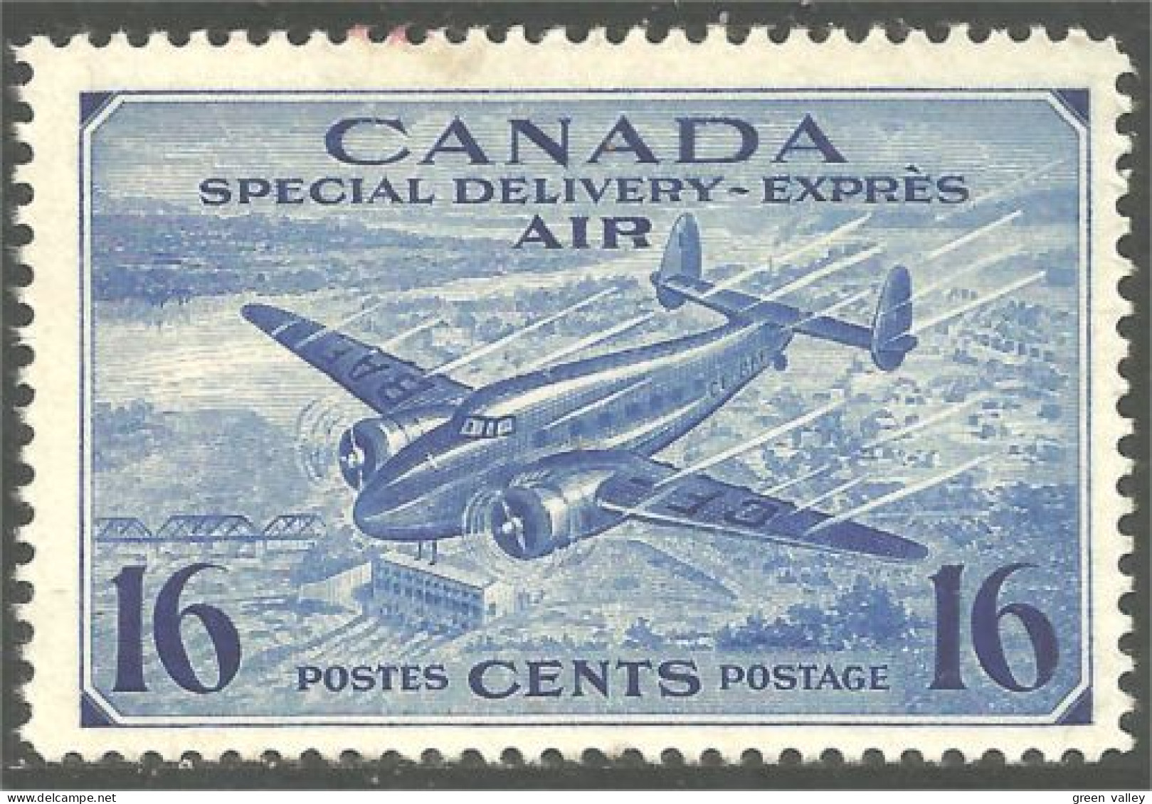 Canada Avion Airplane Flugzeug Aereo 16c Bleu Blue Pont Bridge Brucke Ponte MNH ** Neuf SC (CCE-1c) - Ponts