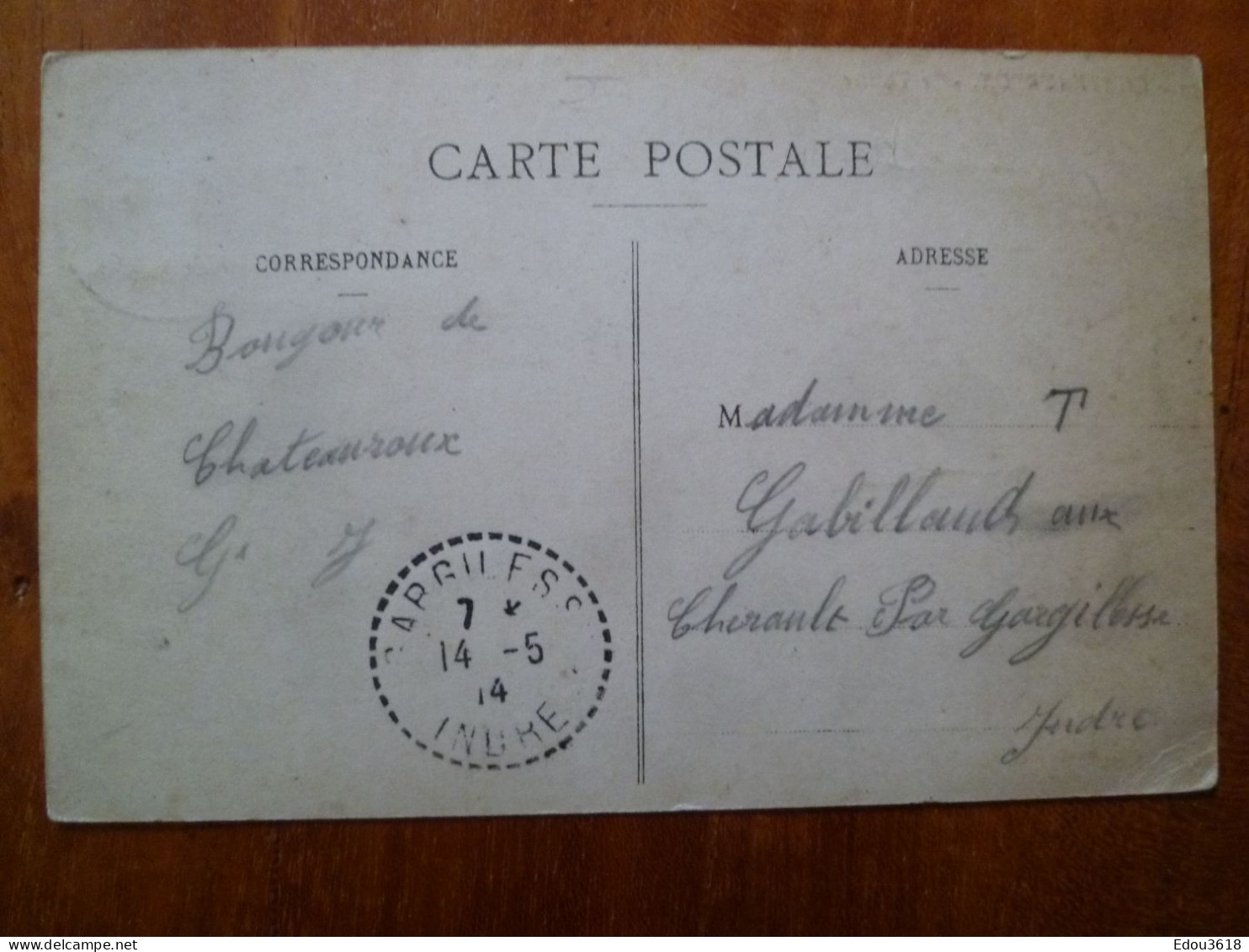 Carte Postale Chateauroux Le Théâtre Destination Gargilesse Oblitération 5 Mai 1914 S - Chateauroux