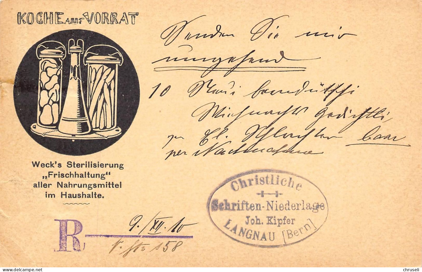 Langnau Joh. Kipfer Weckgläser Gewerbestempel Besonderheiten - Stamped Stationery