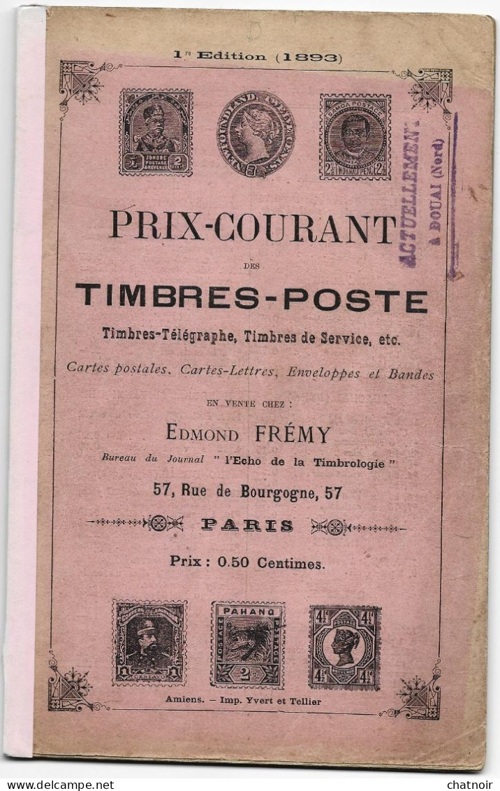 Prix Courant    1893  Edmond FREMY  DOUAI - France