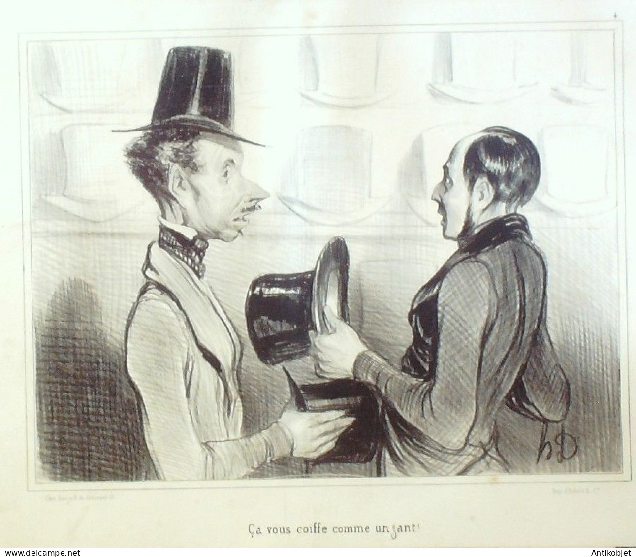 Litho Daumier Honoré Types Parisiens' Planche N°4 Signée 1838 - Prints & Engravings