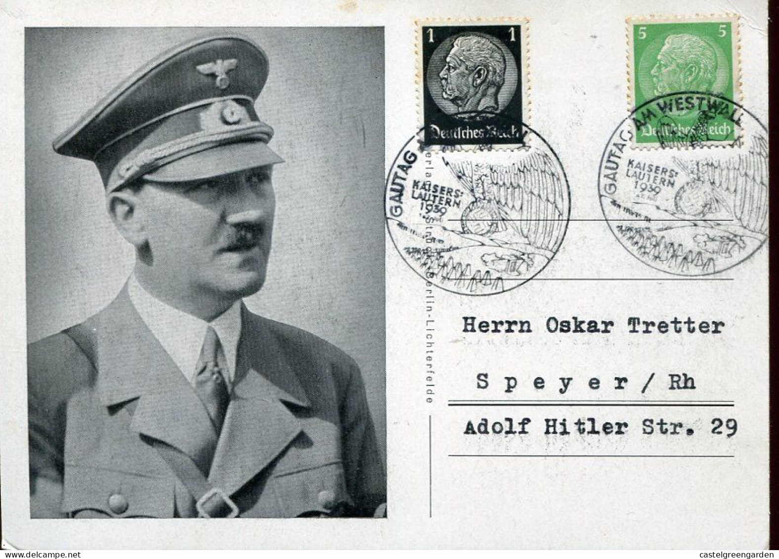 X0480 Germany Reich,card With Postmark1939 Kaiserlautern,Gautag Am Westwall,Siegfried Line - Cartas & Documentos
