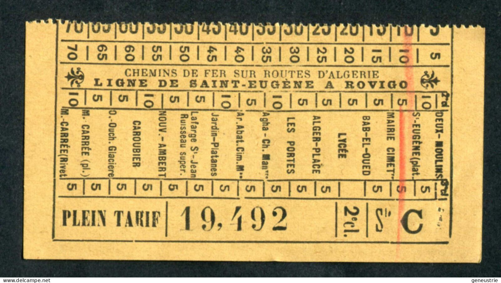 Ticket Tramway Alger Vers 1900 "Chemin De Fer Sur Route D'Algerie" Billet Chemin De Fer - Pub Chocolat Grondard - Mondo