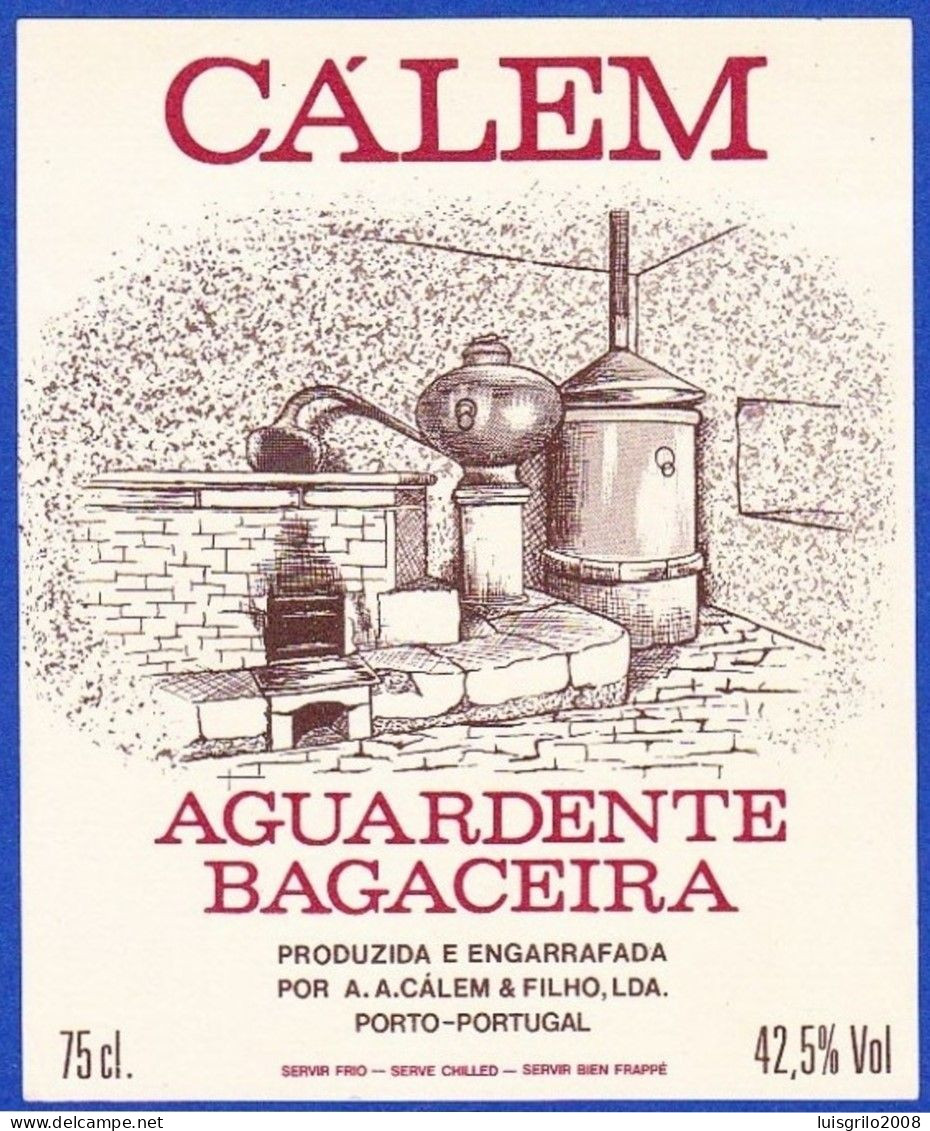 Brandy Label, Portugal - Aguardente Bagaceira CÁLEM -|- A.A.Cálem & Filho, Porto - Alcoholen & Sterke Drank