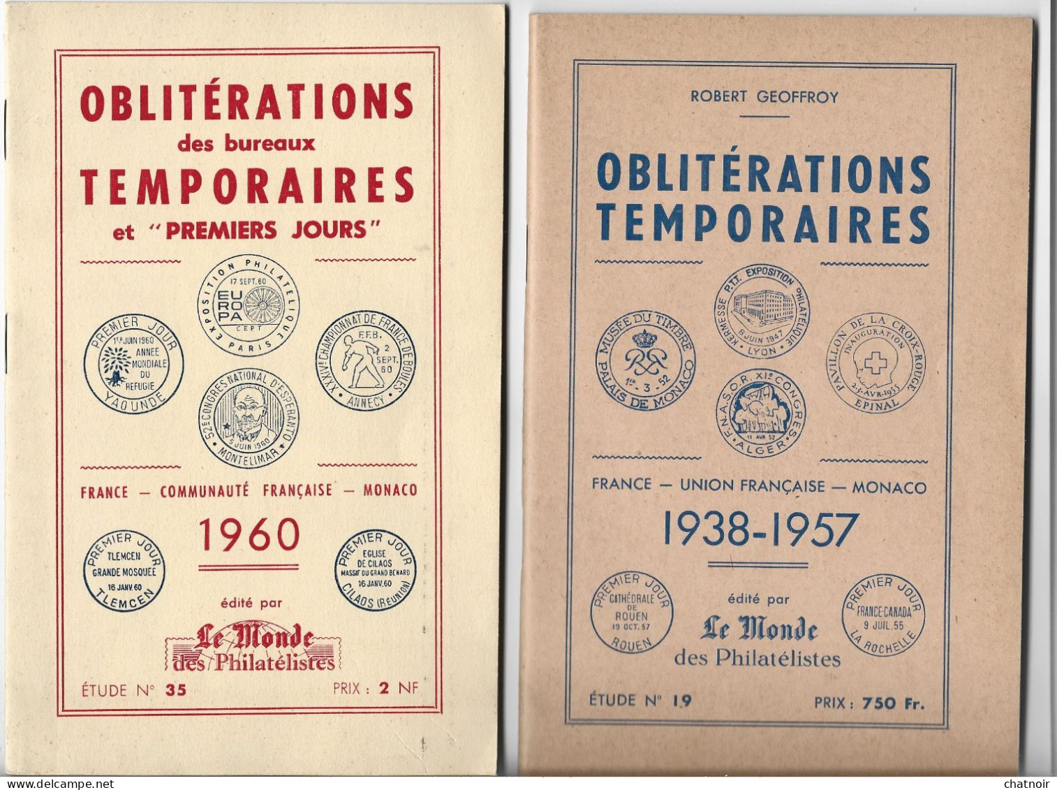Oblitérations  TEMPORAIRES  1938 - 1957 / 1960 Etude 19 Et 35 - Other & Unclassified