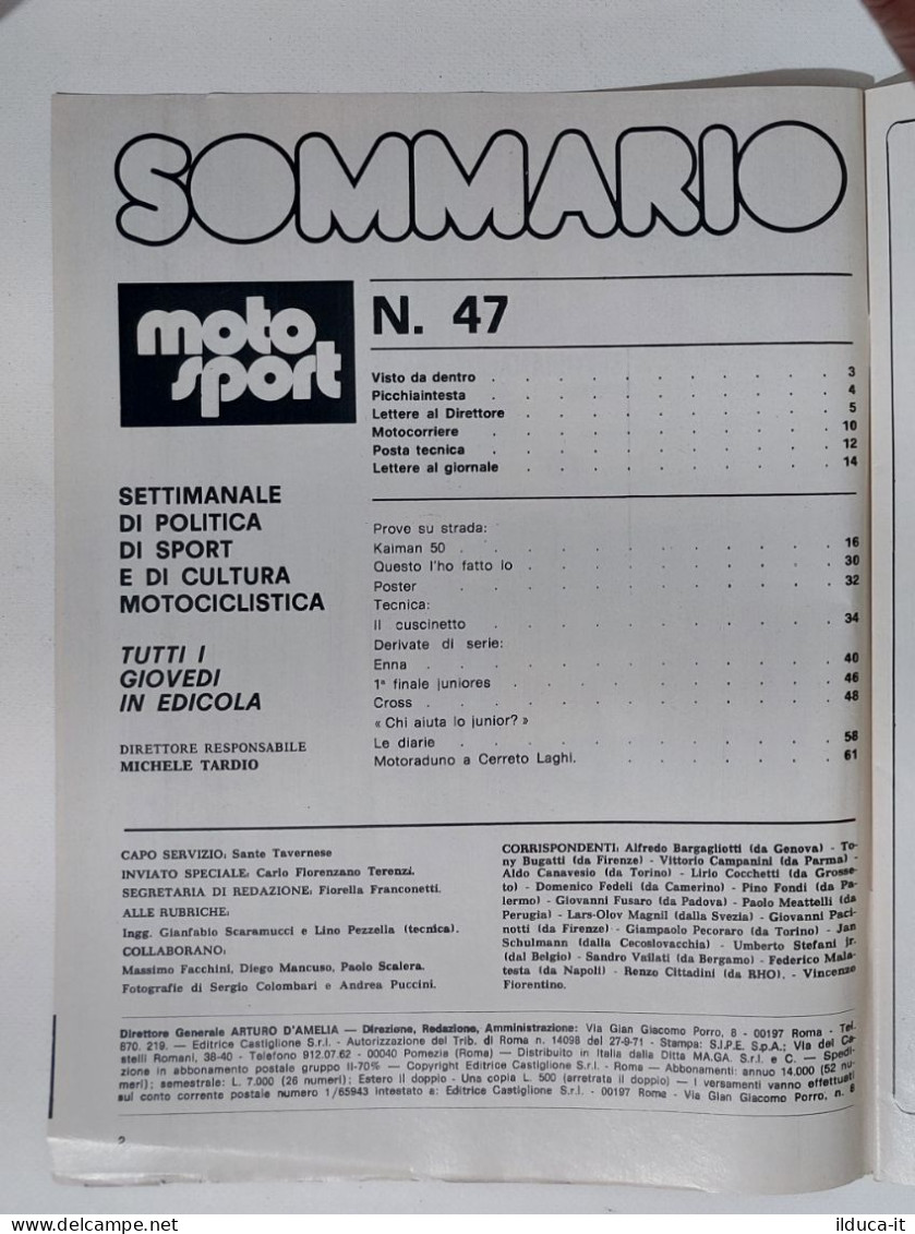 44636 Moto Sport 1975 A. V N. 47 - Cimatti Kaiman 50; Pergusa; No Inserto - Moteurs