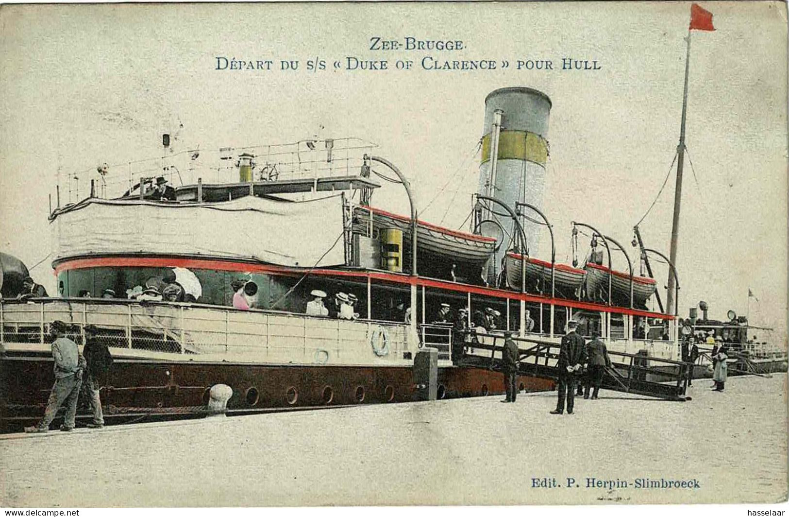 Zee-Brugge - Départ Du S/S Duke Of Clarence Pour Hull - 1907 - Zeebrugge