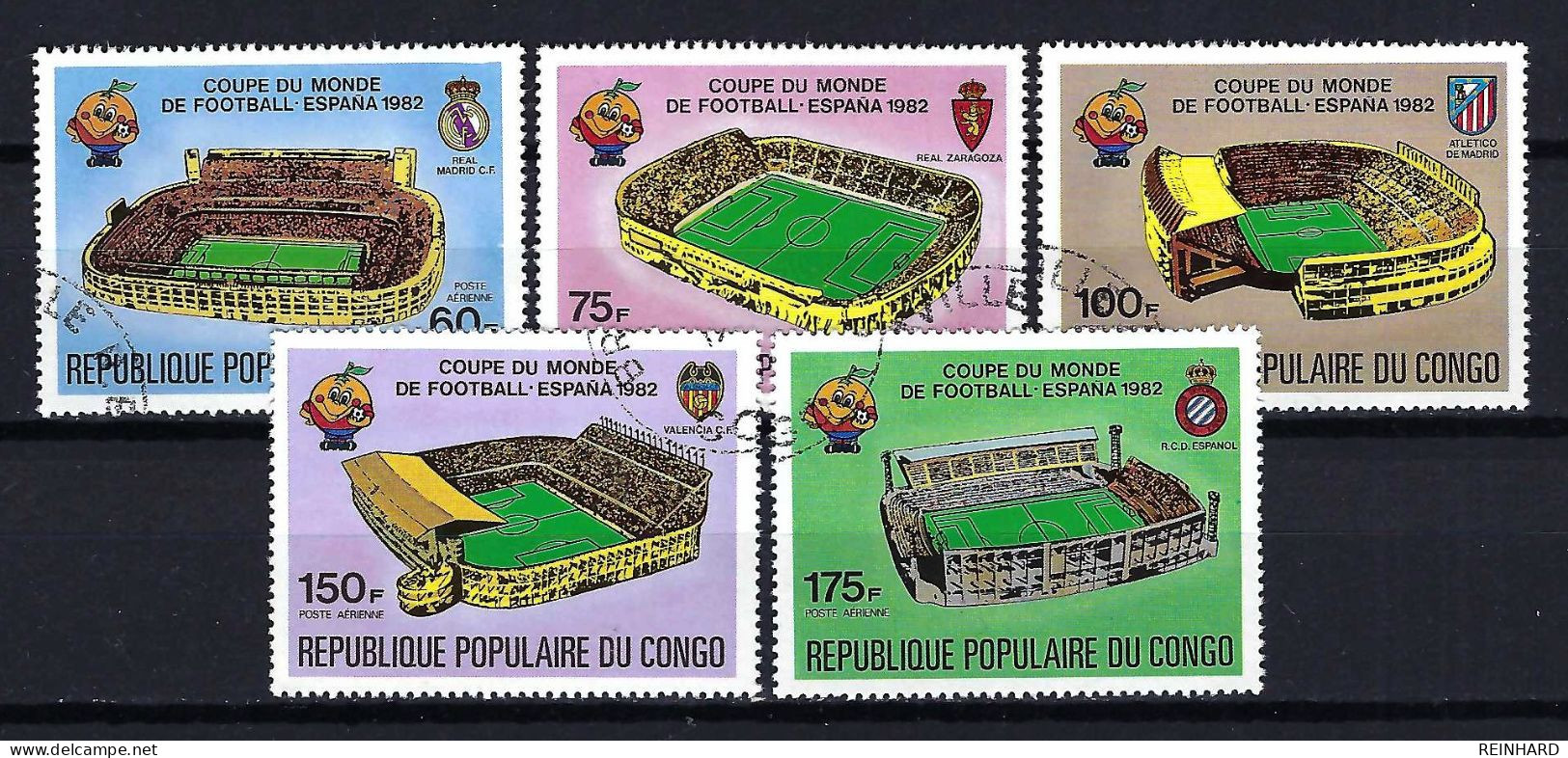 KONGO Komplettsatz Mi-Nr. 736 - 740 Fußball WM Spanien 1982 Gestempelt - Siehe Bild - Usati