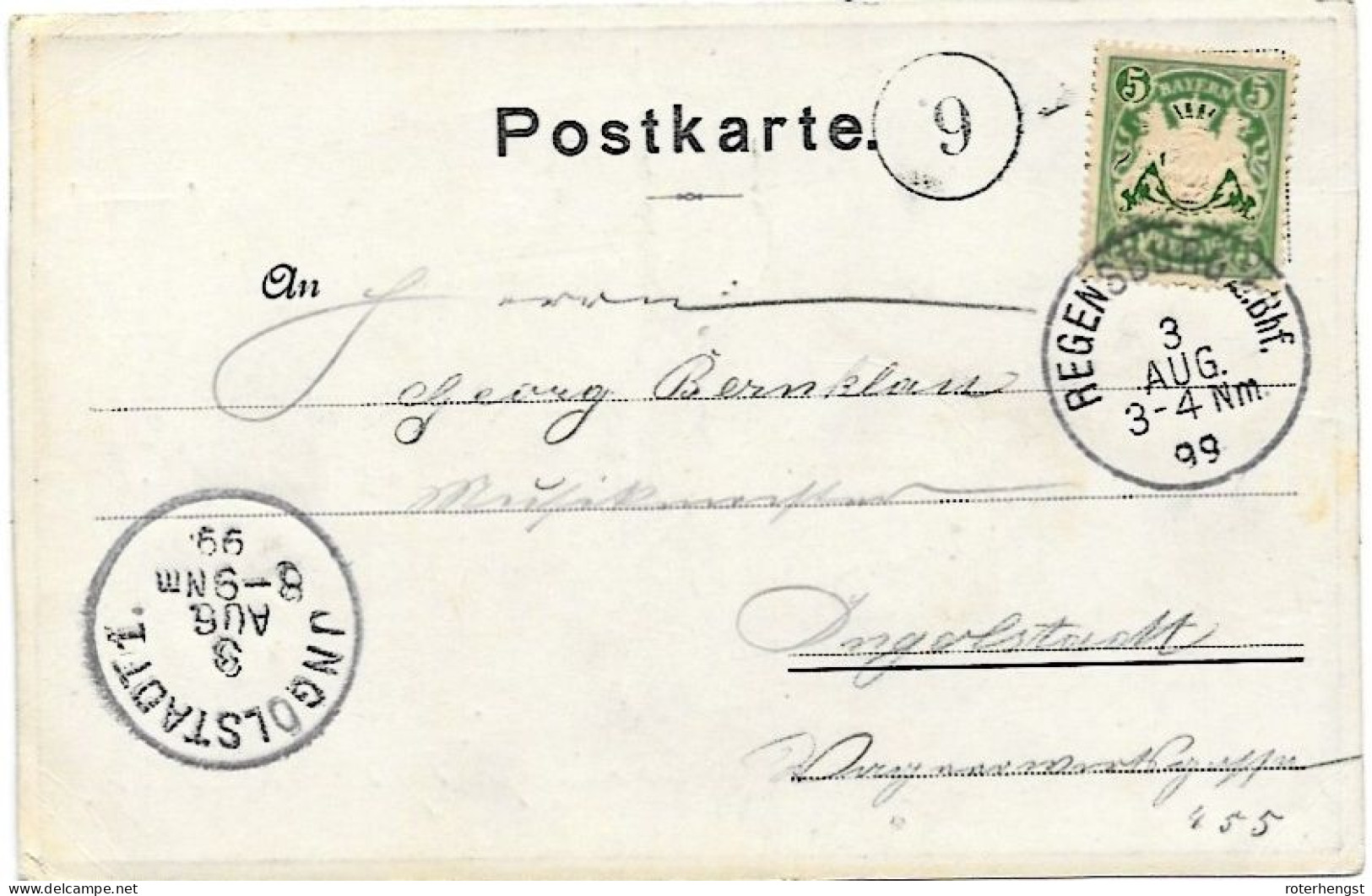 Germany Bavaria Metallisch Glaenzende Karte Von Regensburg 1899 - Covers & Documents