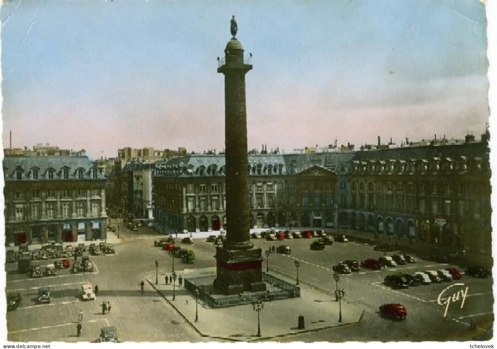 (75) Paris. Ed Guy. Place Vendôme Voitures Anciennes Etat Moyen & Eglise St Louis Des Invalides.1952 & 171 - Sonstige Sehenswürdigkeiten