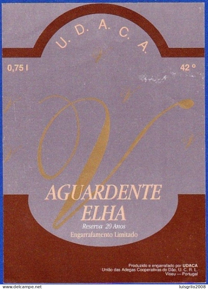 Brandy Label, Portugal - Aguardente Velha, Reserva 20 Anos U.D.A.C.A. -|- Viseu - Alcoholen & Sterke Drank