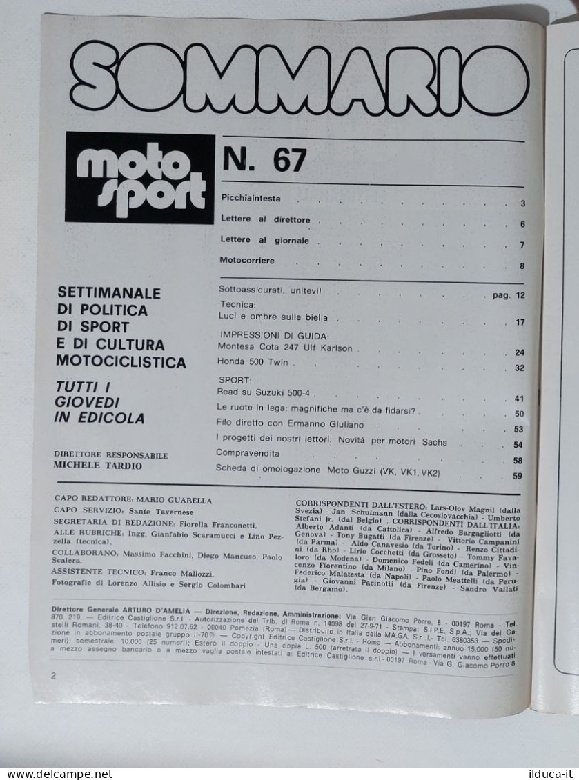 50612 Moto Sport 1976 A. VI N. 67 - Honda 500 Twin; Suzuki 500-4; Mot Guzzi - Engines