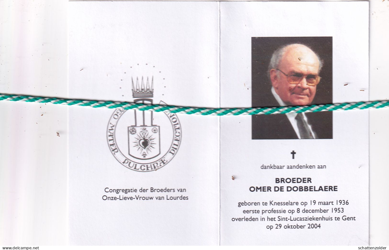 Broeder Omer De Dobbelaere, Knesselare 1936, Gent 2004. Foto - Obituary Notices