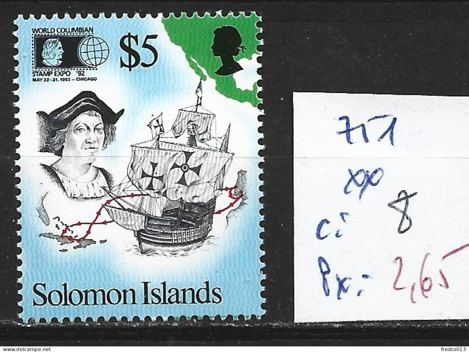SALOMON 751 ** Côte 8 € - Salomon (Iles 1978-...)