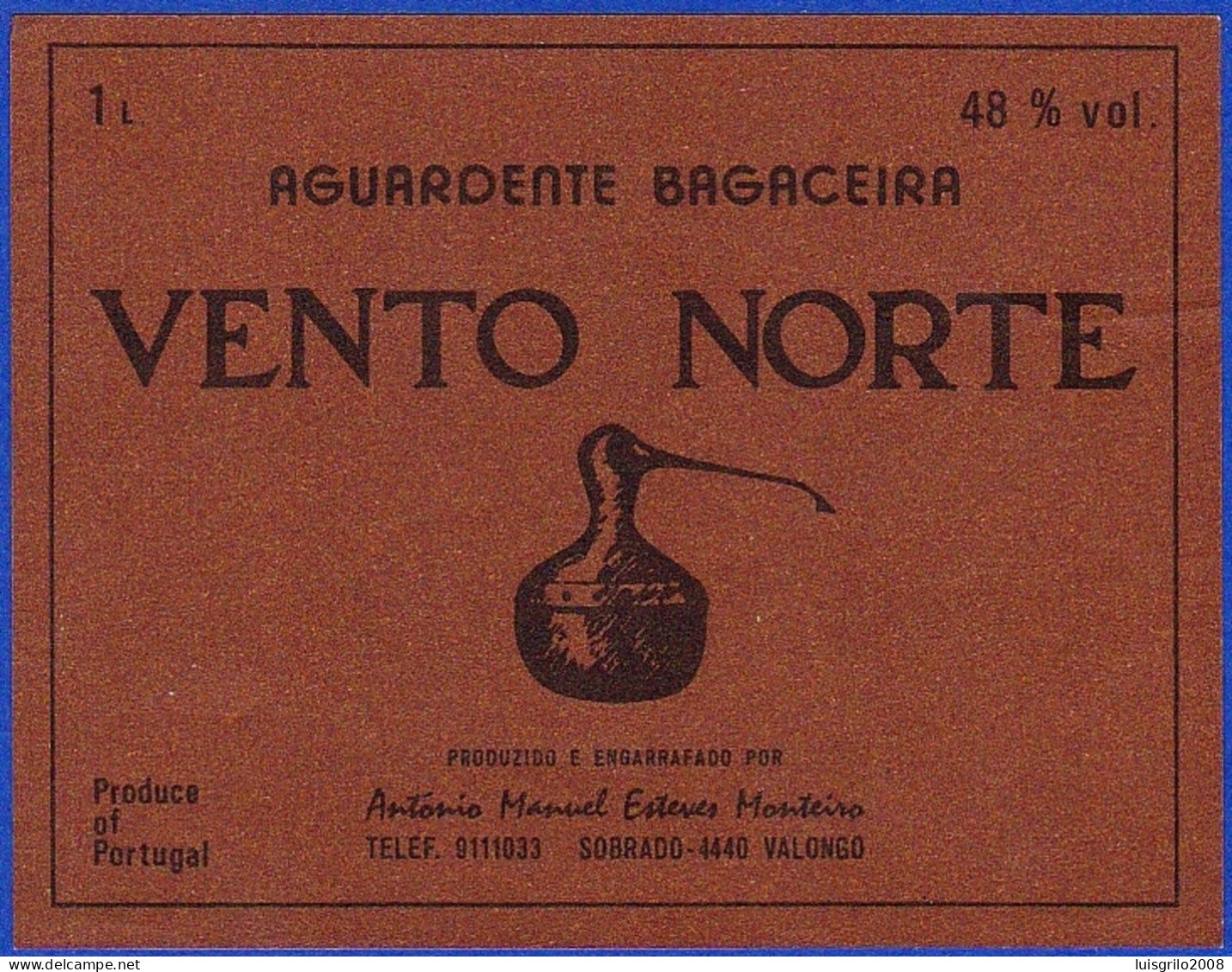 Brandy Label, Portugal - Aguardente Bagaceira VENTO NORTE -|- Sobrado, Valongo - Alcoholen & Sterke Drank