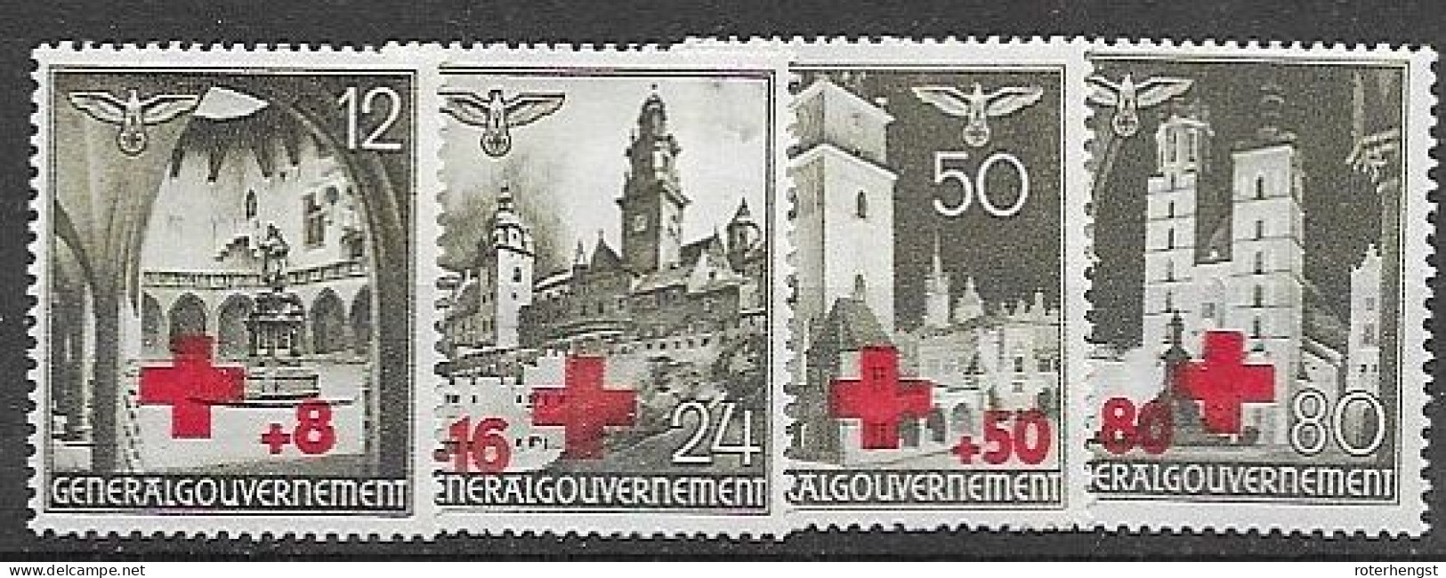Generalgouvernement Mh * 1940 Red Cross Set Croix Rouge - Occupation 1938-45