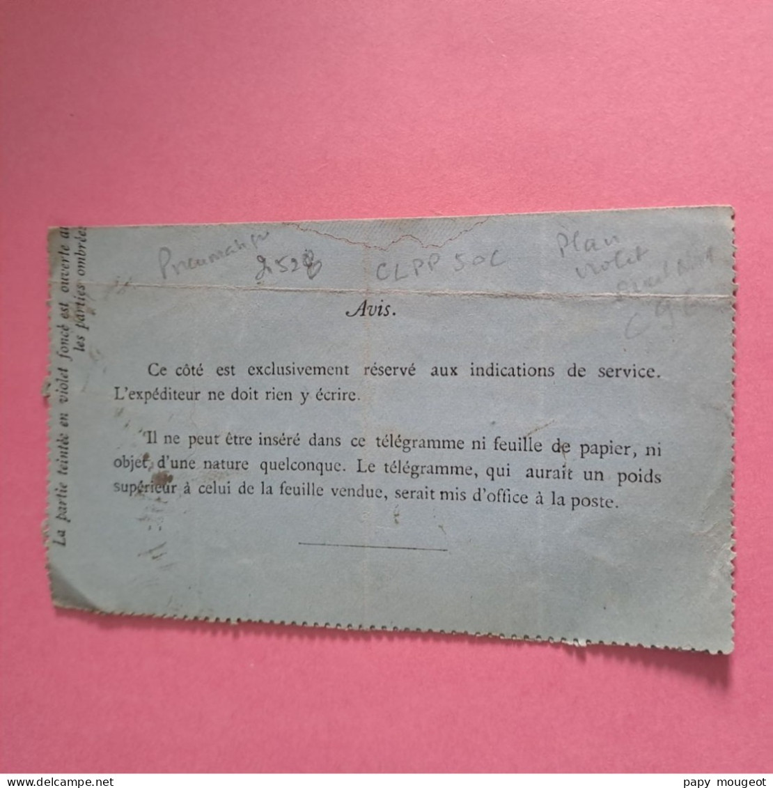 Pneumatique 2528 CLPP 50c. (1883) R Plan De Paris Sans Teinte Violette Cote 2024 9€ - Pneumatici