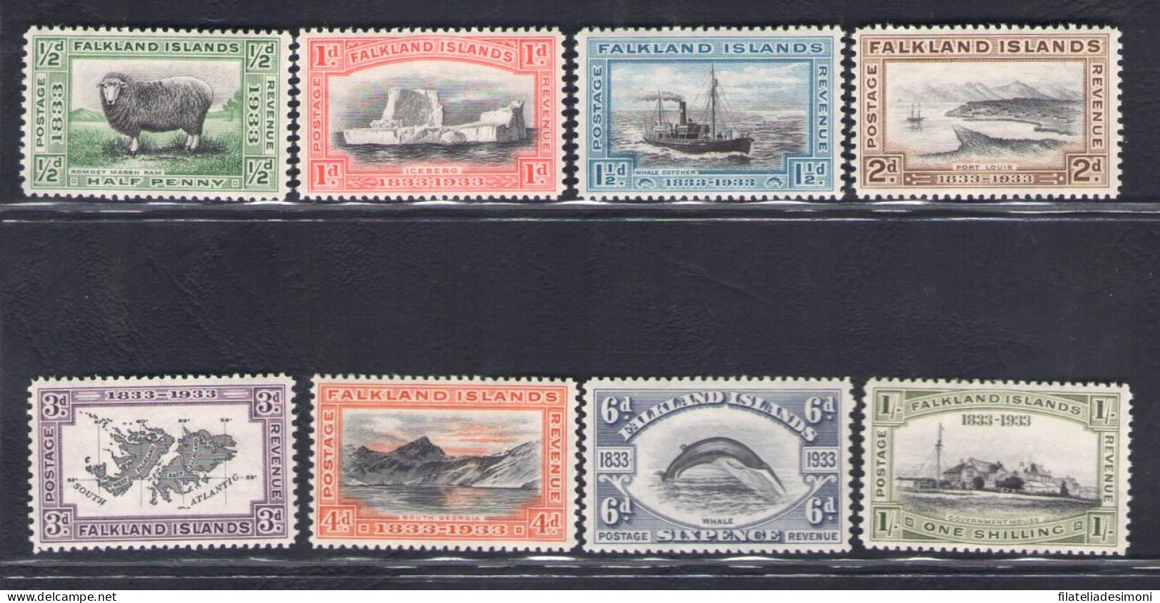 1933 Falkland Stanley Gibbons N. 127/34 - Giorgio V - MNH** - Sonstige & Ohne Zuordnung