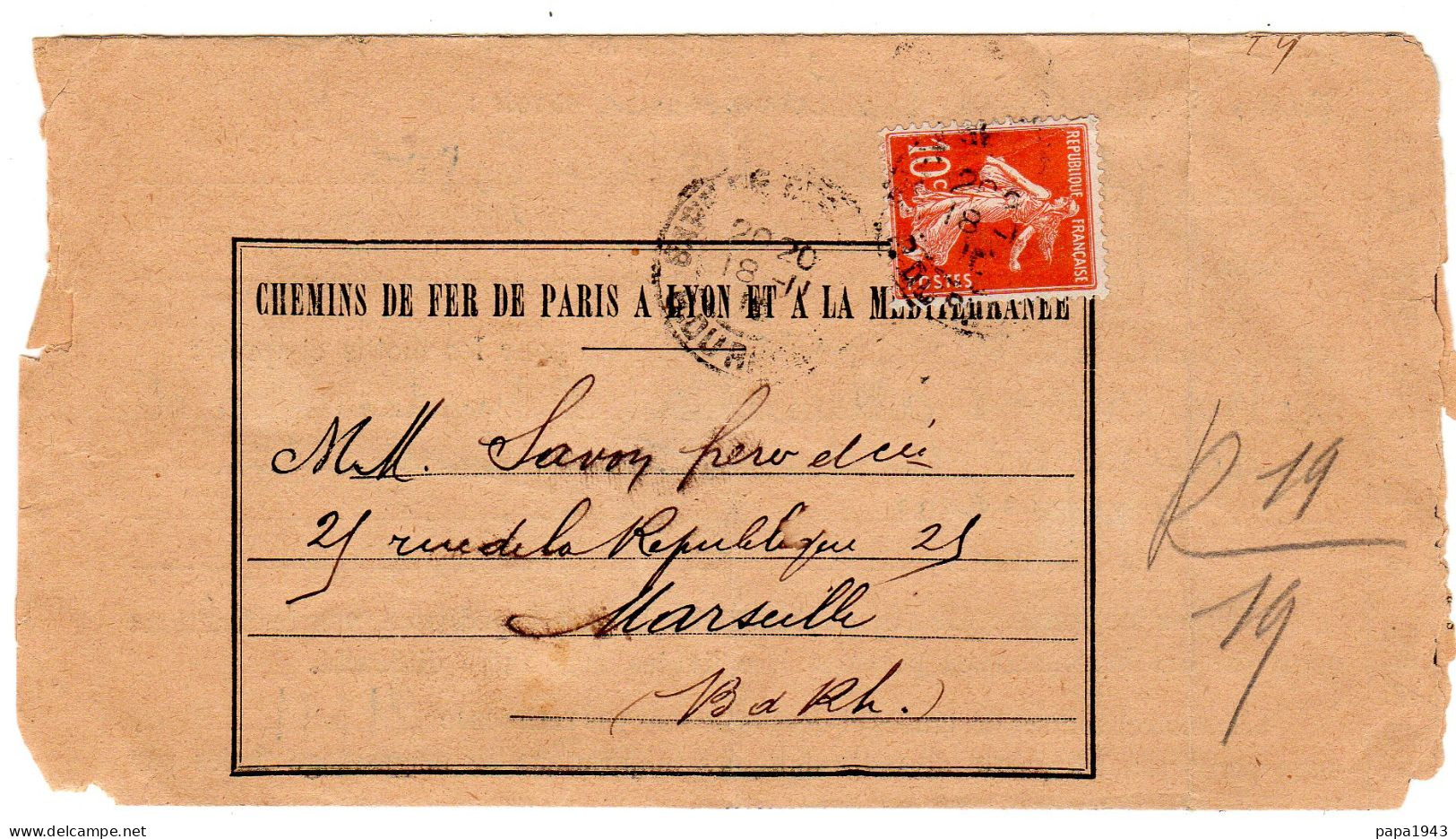 1911  Gare De TARASCON  " Chemins De Fer De PARIS à LYUN Et à La MEDITERRANEE " - Brieven En Documenten