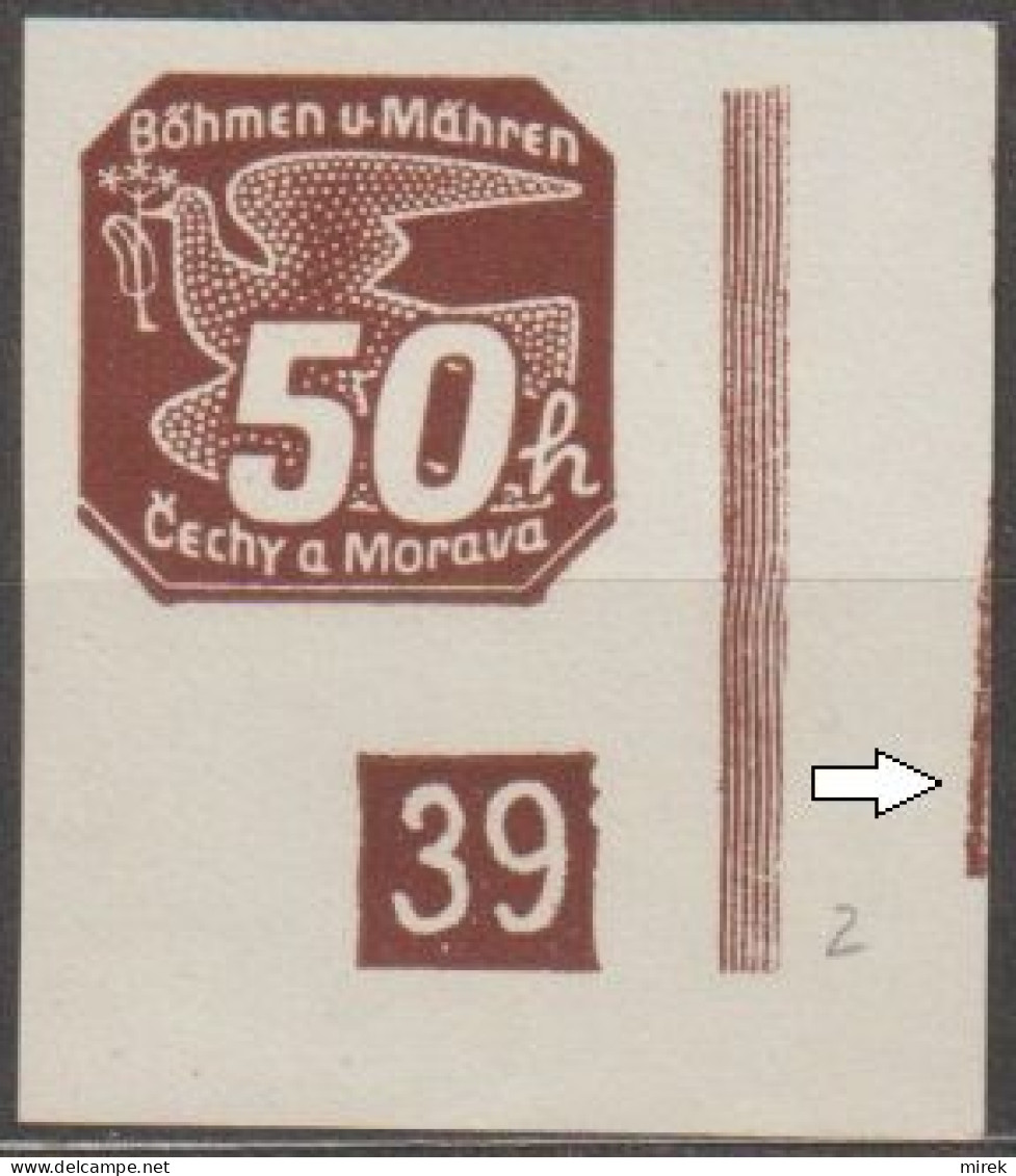 067/ Pof. NV 8, Corner Stamp, Print Of Space Bar On Right Border - Ungebraucht