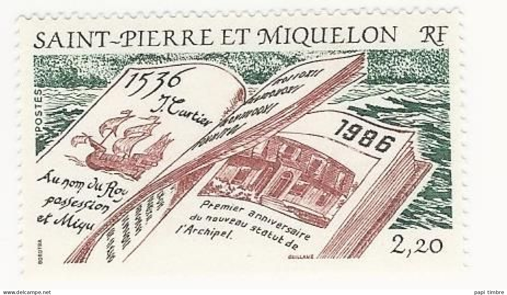 SPM-1986-450e Ann. De La Découverte Des îles Par Jacques Cartier - N° 470 ** - Unused Stamps