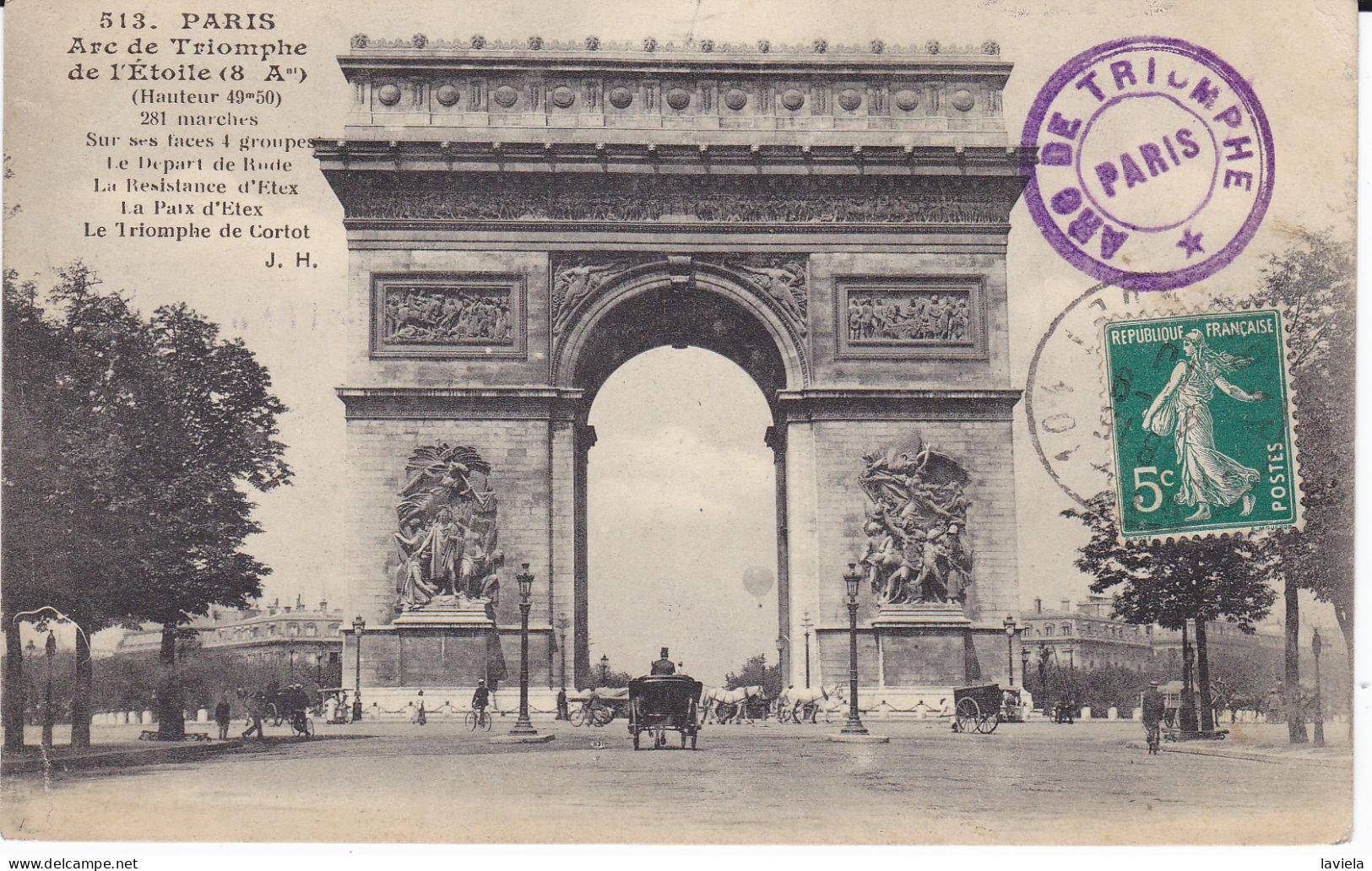 75 PARIS 8e - Arc De Triomphe De L'Etoile - Circulée 1908 - Triumphbogen