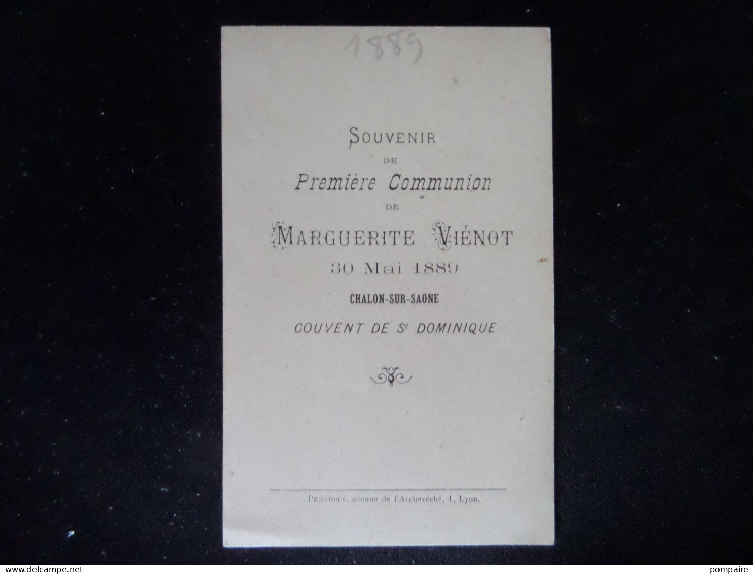Image De Communion 19 Eme BOUASSE Premiere COMMUNION 30 MAI 1889 CHALON SUR SAONE - Devotieprenten