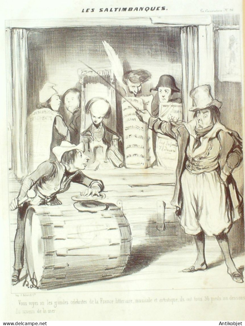 Litho Daumier Honoré Les Saltimbanques Panche 2 Signée 1838 - Estampes & Gravures