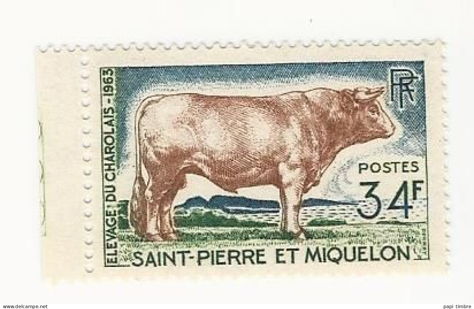 SPM-1964-Animaux-Boeuf Charolais - N° 375 ** - Neufs